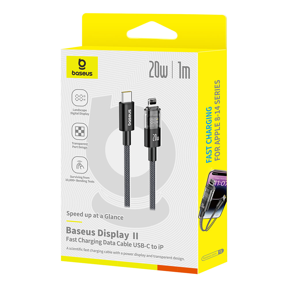 Daten- und Ladekabel USB-C - Lightning Baseus Display 2, 20W, 2m, Schwarz P10382703121-01