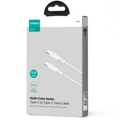 USB-C Daten- und Ladekabel - USB-C Joyroom Multi-Color S-A34, 60W, 1m, Weiß