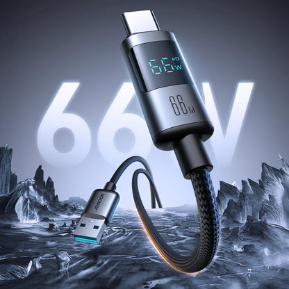 Câble de Données et de Charge USB-A - USB-C Joyroom S-A16 Pro Prism Display, 66W, 1.2m, Noir