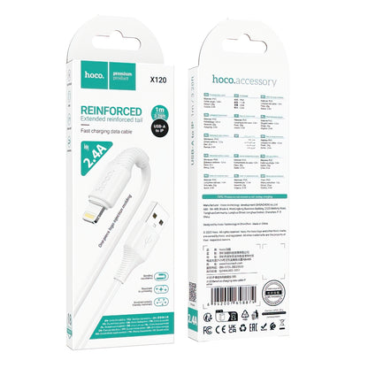 Câble de Données et de Charge USB-A - Lightning HOCO X120, 18W, 1m, Blanc