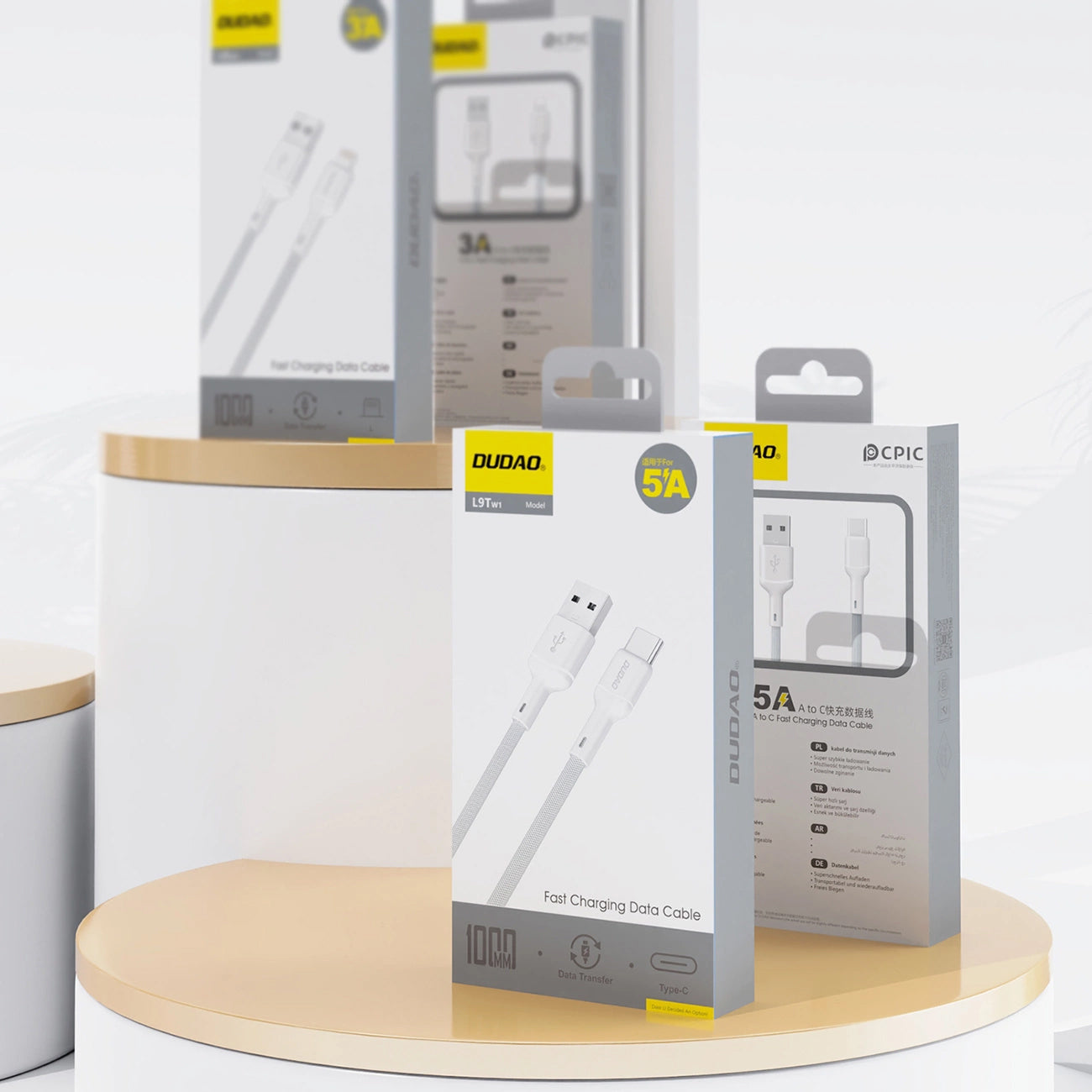 Câble de Données et de Charge USB-A - USB-C Dudao L9T, 100W, 1m, Blanc