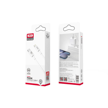 Câble de Données et de Charge USB-C - Lightning XO Design NB-Q189B, 20W, 2m, Blanc