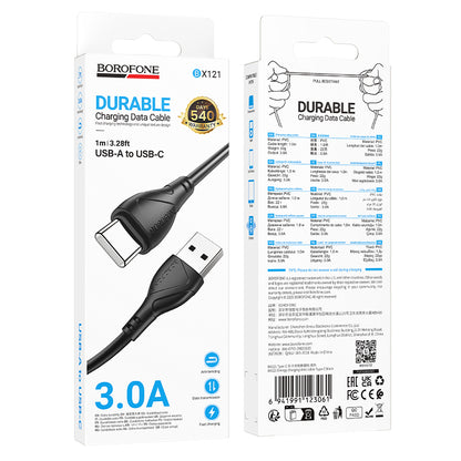 USB-A - USB-C Daten- und Ladekabel Borofone BX121 Energy, 18W, 1m, Schwarz