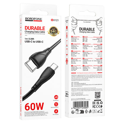 USB-C Daten- und Ladekabel - USB-C Borofone BX121 Energy, 60W, 1m, Schwarz
