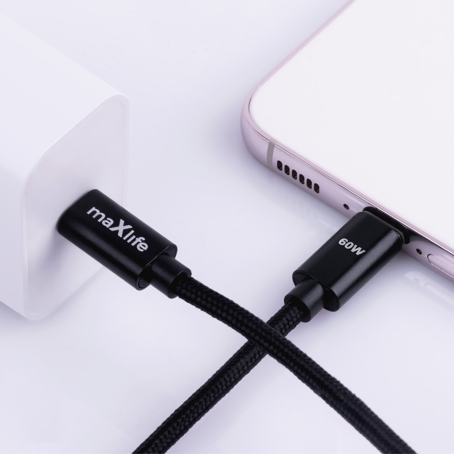 USB-C Daten- und Ladekabel - USB-C MaXlife MXUC-12, 60W, 1m, Schwarz