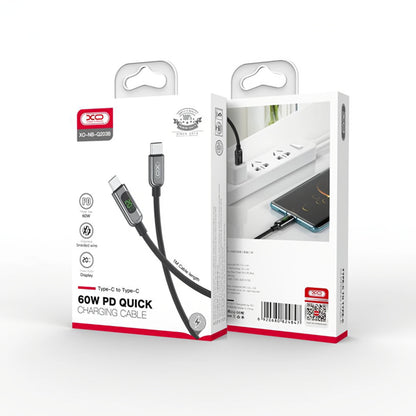 Câble de Données et de Charge USB-C - USB-C XO Design NB-Q203B Display, 60W, 1m, Noir