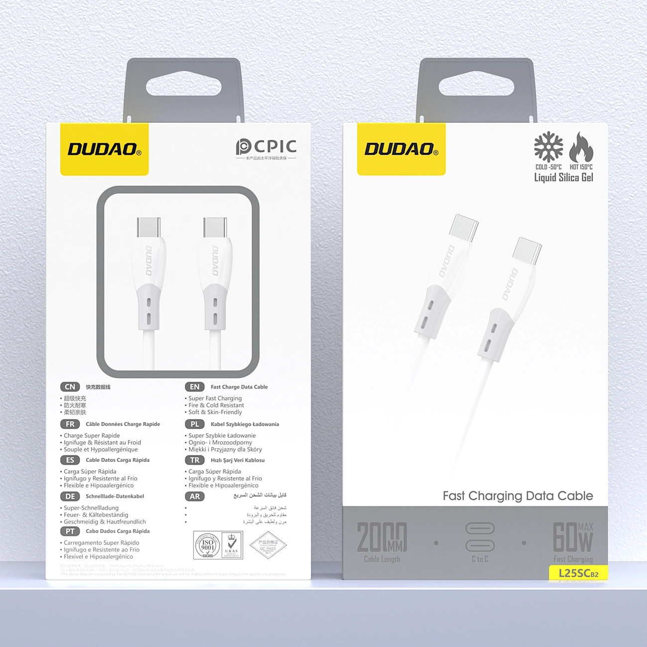 USB-C Daten- und Ladekabel - USB-C Dudao L25SC, 60W, 2m, Weiß