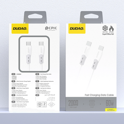 USB-C Daten- und Ladekabel - USB-C Dudao L25SC, 60W, 2m, Weiß