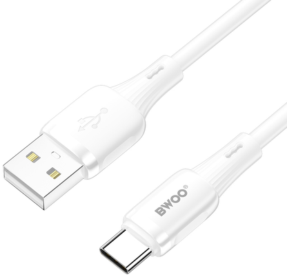 Câble de données et de charge USB-A - USB-C BWOO X329C, 18W, 1m, Blanc