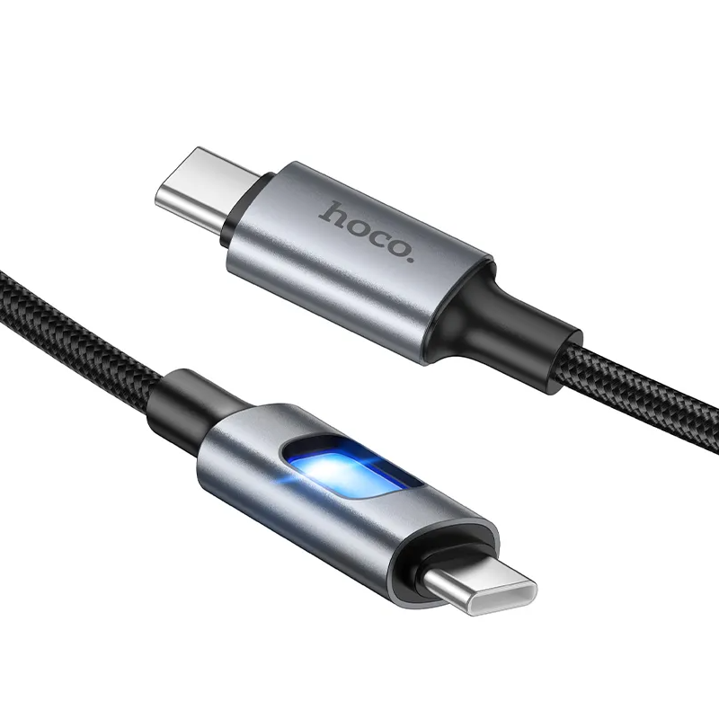Daten- und Ladekabel USB-C - USB-C HOCO U144 Led, 60W, 1,2m, Schwarz