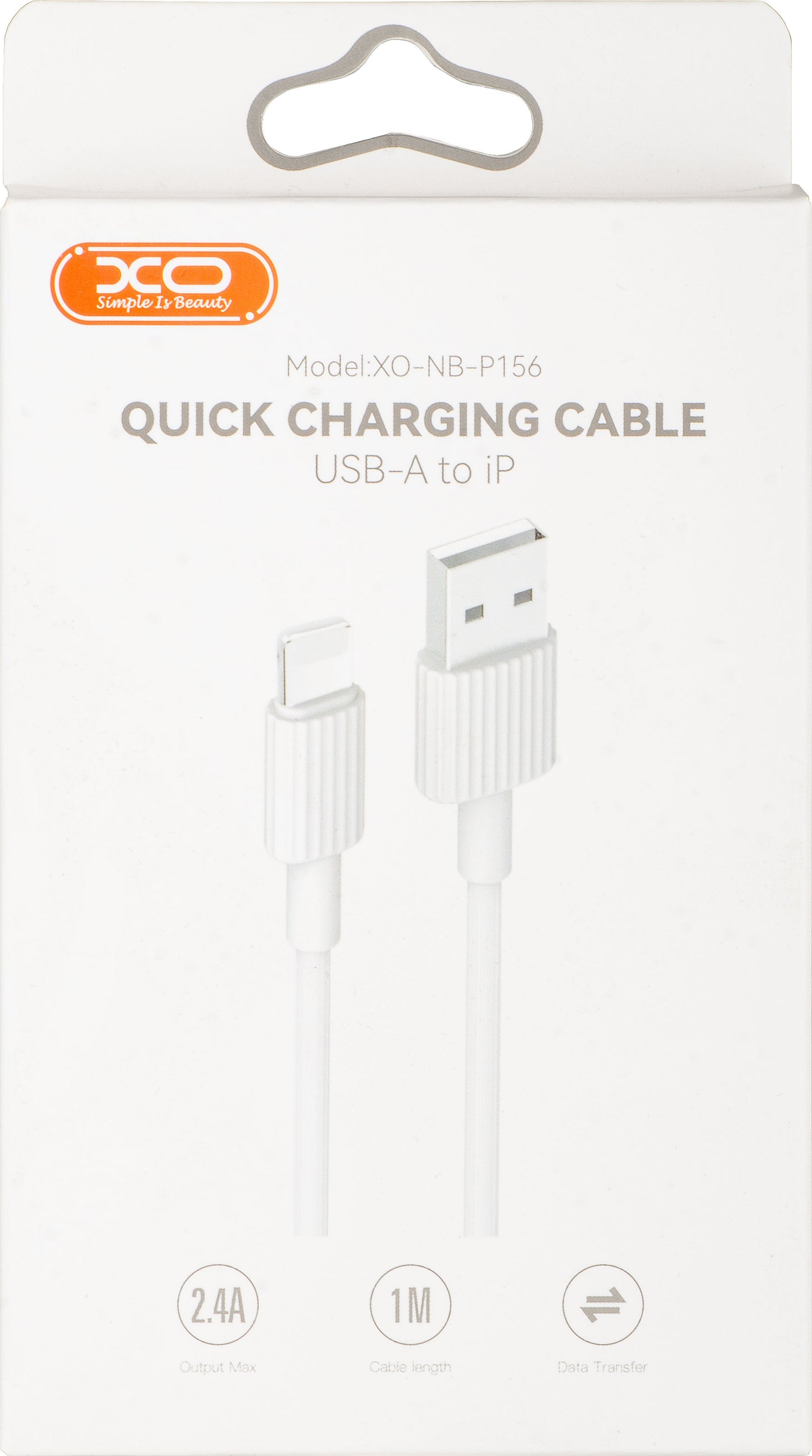 Câble de Données et de Charge USB-A - Lightning XO Design NB156, 18W, 1m, Blanc