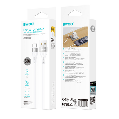 Daten- und Ladekabel USB-A - USB-C BWOO X280C, 15W, 1m, Weiß