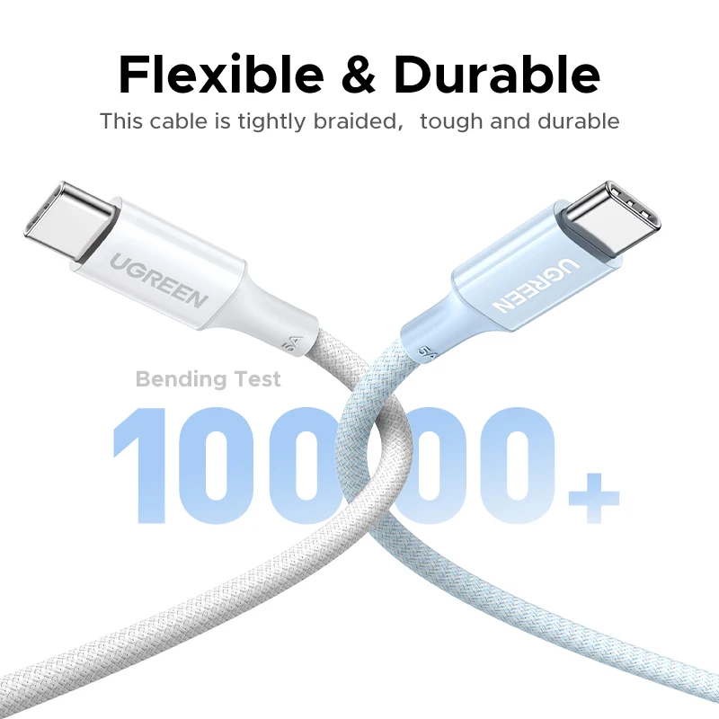 Daten- und Ladekabel USB-C - USB-C UGREEN L502 (35221), 100W, 2m, Weiß