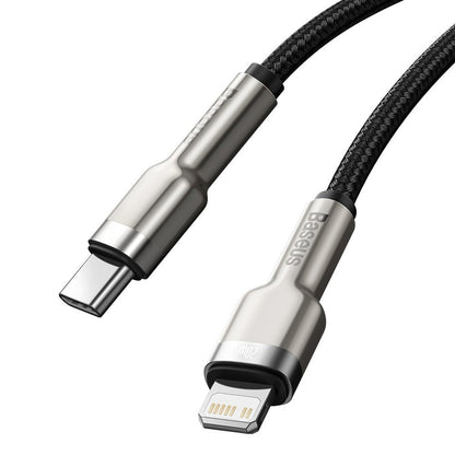 USB-C - Lightning Lade- und Datenkabel Baseus Cafule Metal Series, 20W, 2m, Schwarz CATLJK-B01