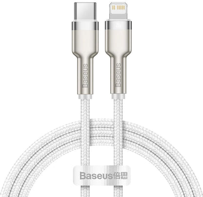 USB-C - Lightning Lade- und Datenkabel Baseus Cafule Metal Series, 20W, 2m, Weiß CATLJK-B02