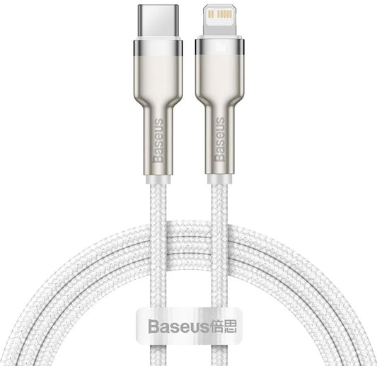 USB-C - Lightning Lade- und Datenkabel Baseus Cafule Metal Series, 20W, 2m, Weiß CATLJK-B02