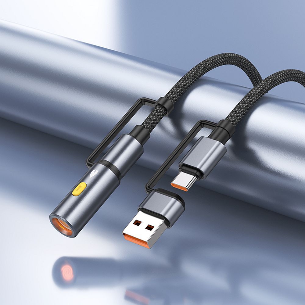 Câble de Données et de Charge USB-C / USB-A - USB-C / Briquet Électrique HOCO U138, 60W, 1.2m, Noir