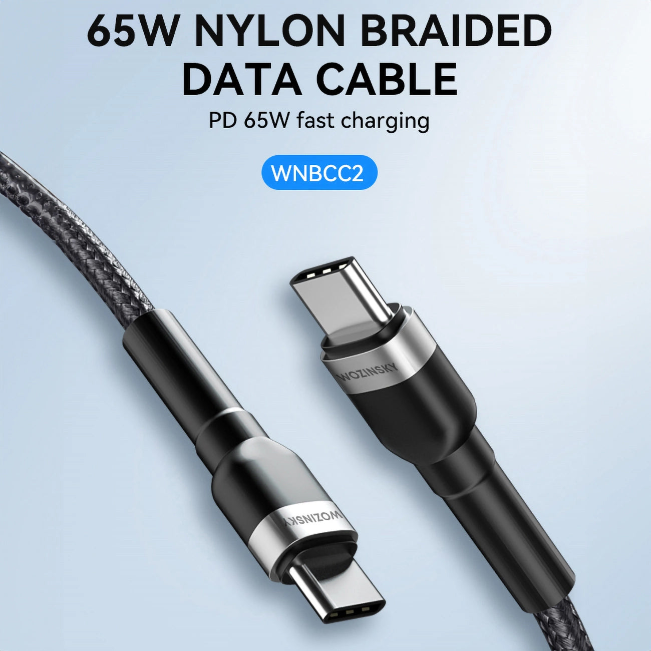 Câble de Données et de Charge USB-C - USB-C WZK WNBCC2, 65W, 2m, Noir