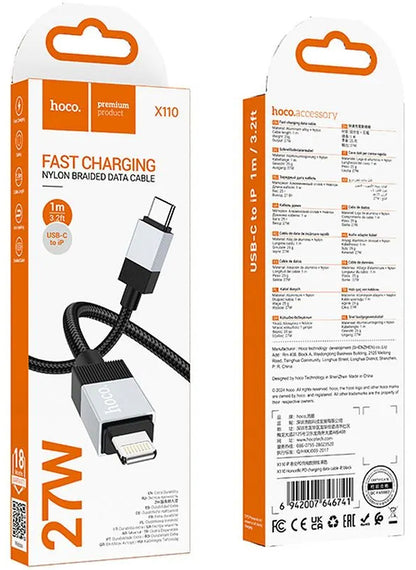 Daten- und Ladekabel USB-C - Lightning HOCO X110, 27W, 1m, Schwarz