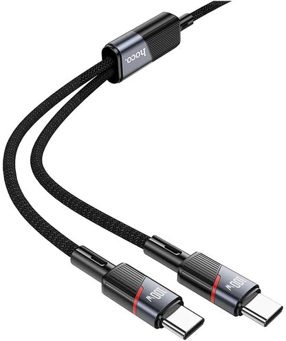 USB-C Daten- und Ladekabel - 2 x USB-C HOCO U139 2in1, 100W, 1.2m, Schwarz