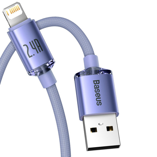 USB-A - Lightning Daten- und Ladekabel Baseus Crystal Shine Series, 18W, 2m, Lila CAJY000105