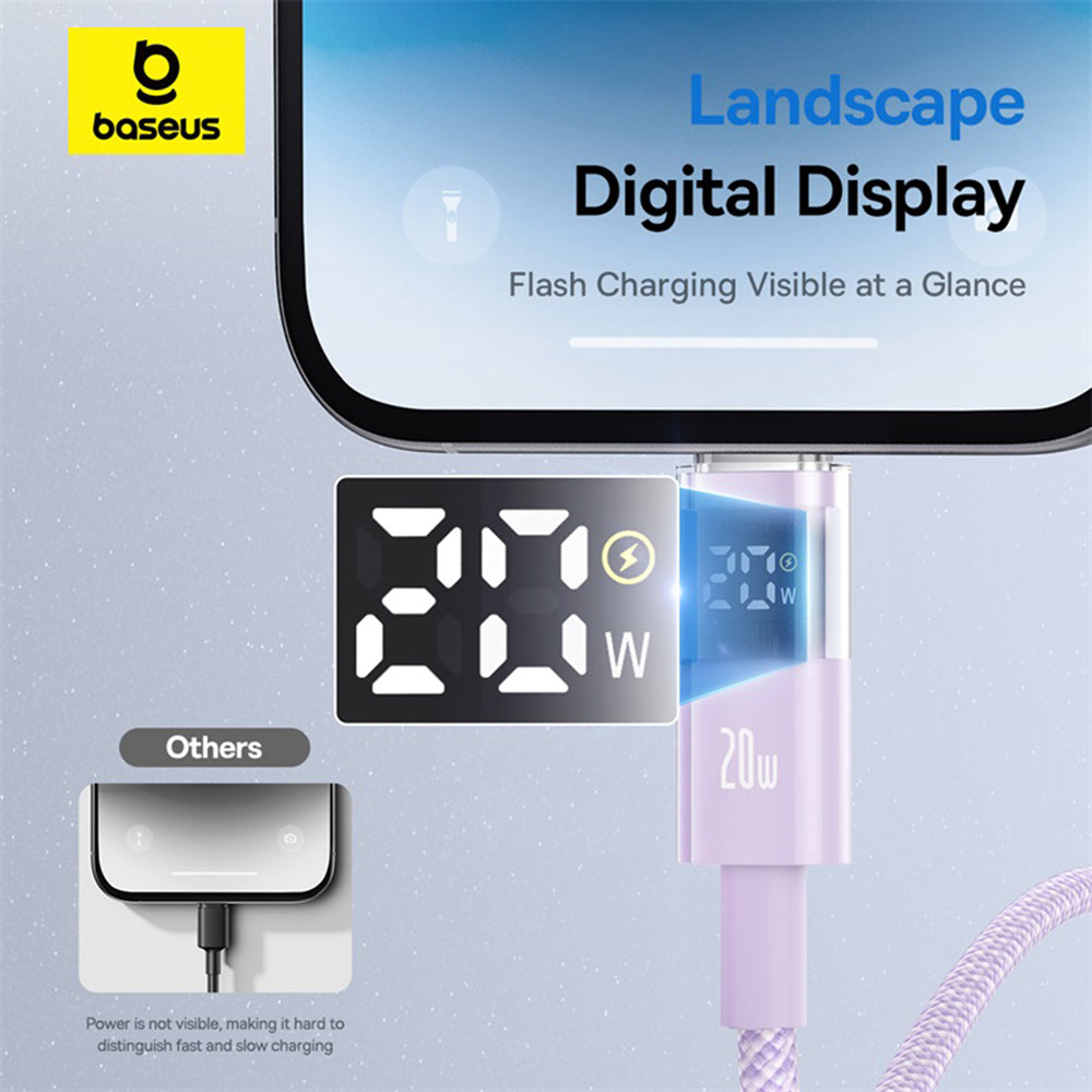 USB-C - Lightning Baseus Display 2 Daten- und Ladekabel, 20W, 1m, Lila P10382703511-00