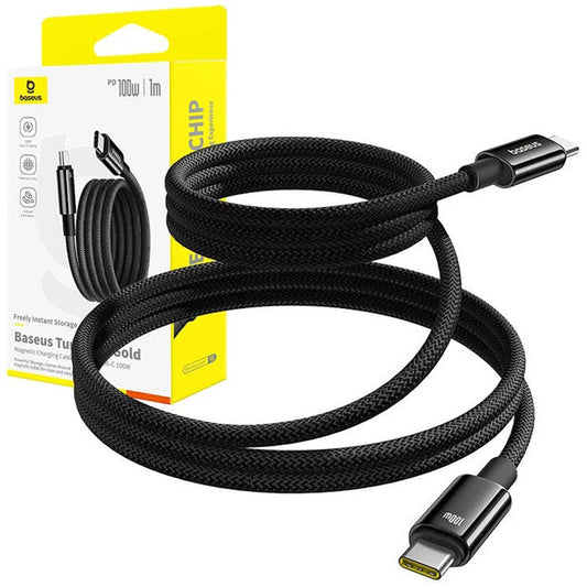 Câble de Données et de Charge USB-C - USB-C Baseus Tungsten Gold, 100W, 1m, Noir P10319805111-00