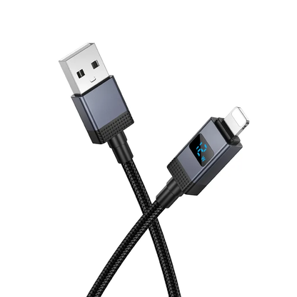 Daten- und Ladekabel USB-A - Lightning HOCO X118 Display, 12W, 1m, Schwarz