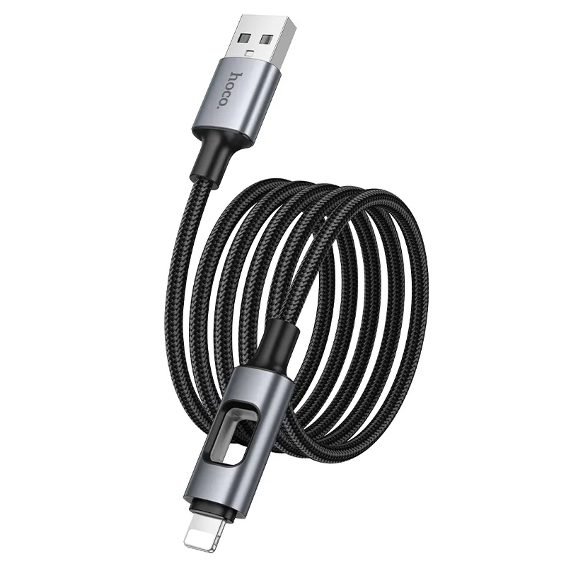 USB-A - Lightning Daten- und Ladekabel HOCO U144 Led, 18W, 1,2m, Schwarz