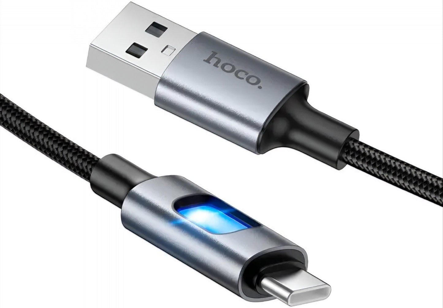 Câble de Données et de Charge USB-A - USB-C HOCO U144 Led, 18W, 1.2m, Noir