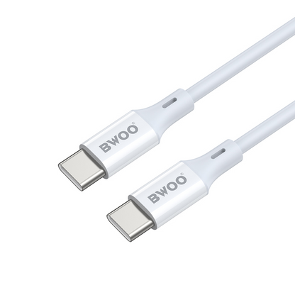 Câble de données et de charge USB-C - USB-C BWOO BO-X283CC-2M, 60W, 2m, Blanc