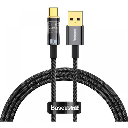 USB-A to USB-C Baseus Explorer Data and Charging Cable, 100W, 2m, Black CATS000301
