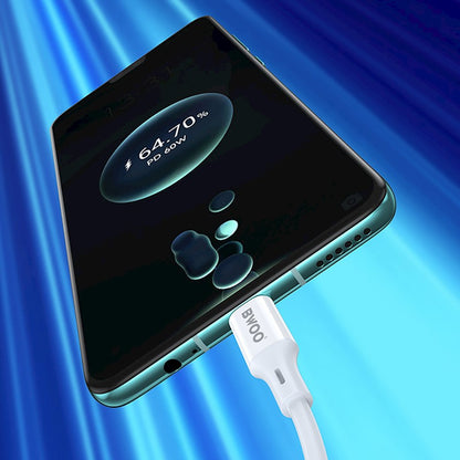 Câble de Données et de Charge USB-C - USB-C BWOO X282, 60W, 1m, Blanc