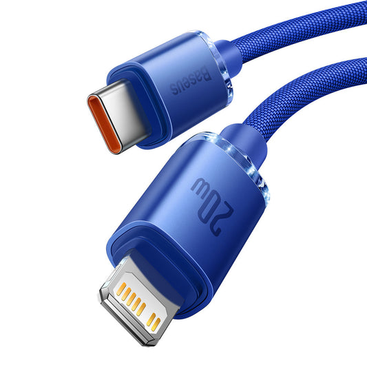 USB-C - Lightning Daten- und Ladekabel Baseus Crystal Shine Series, 20W, 1.2m, Blau CAJY000203