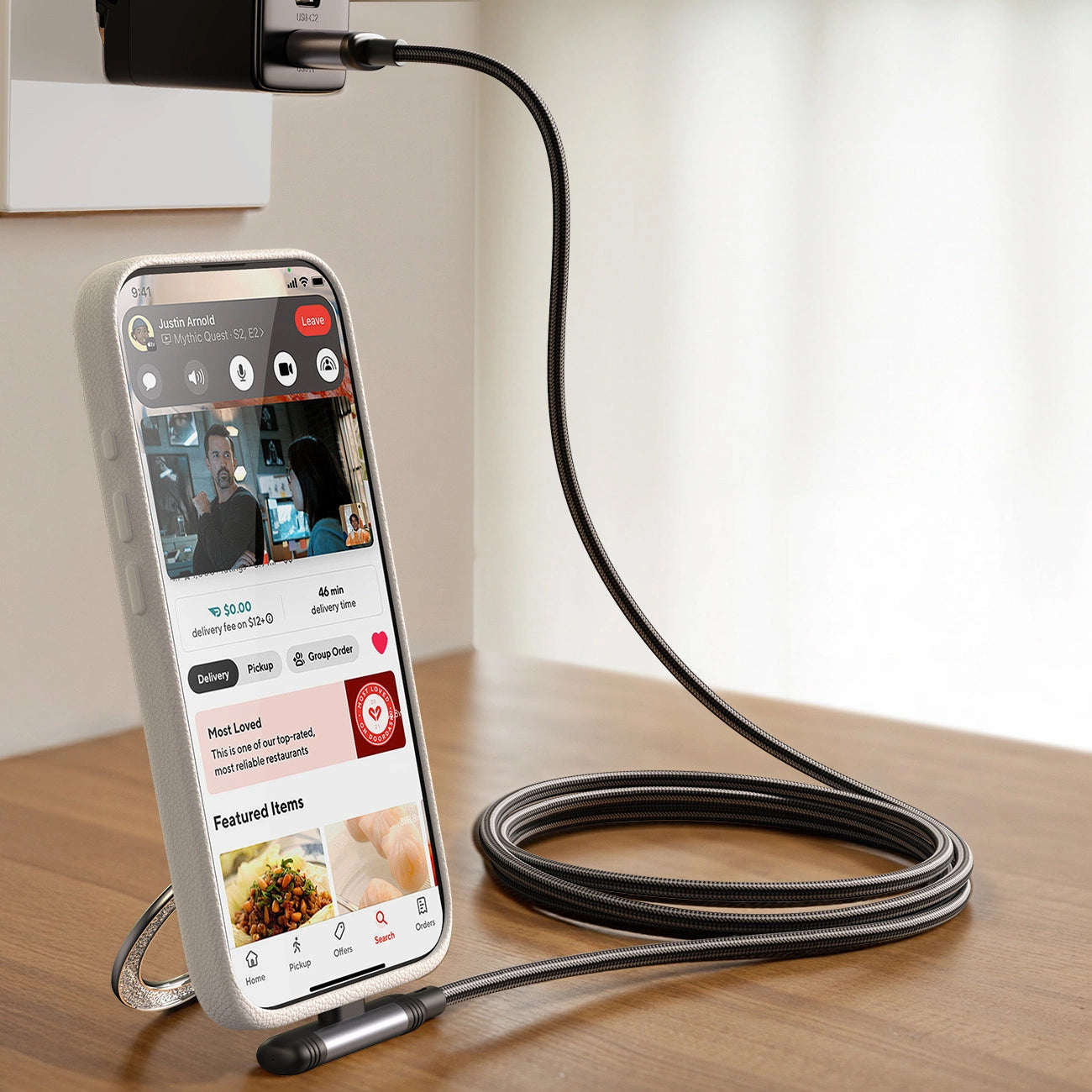 Câble de Données et de Charge USB-C - USB-C Joyroom S-A56 EnjoyX Angled, 60W, 1.2m, Noir
