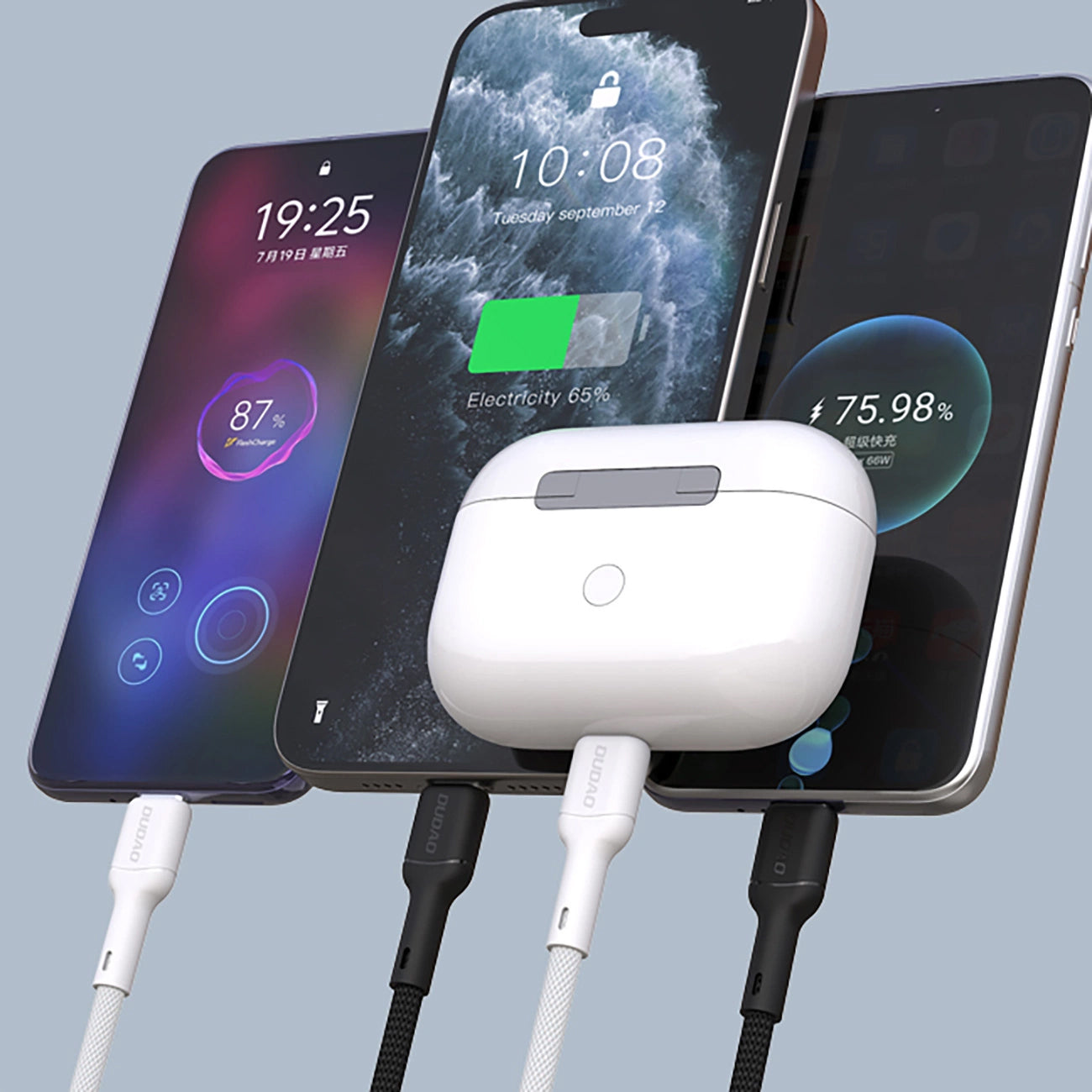 USB-C Data and Charging Cable - USB-C Dudao L9C, 65W, 1m, White