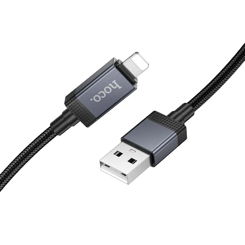 Daten- und Ladekabel USB-A - Lightning HOCO X118 Display, 12W, 1m, Schwarz