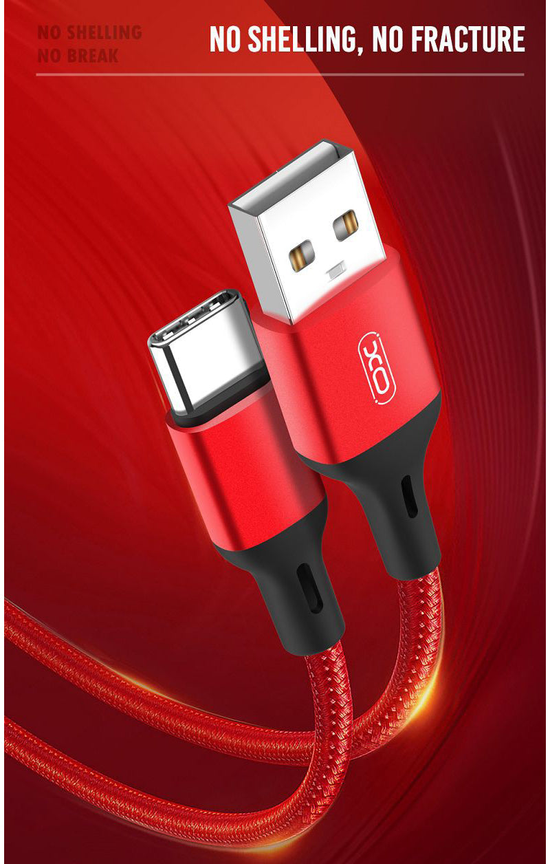 Daten- und Ladekabel USB-A - USB-C XO Design NB143, 18W, 2m, Rot