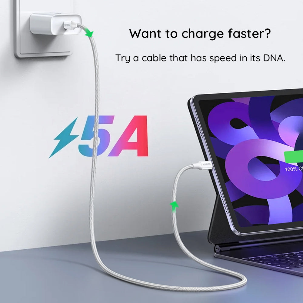 Câble de données et de charge USB-C - USB-C UGREEN L502, 100W, 1m, Orange