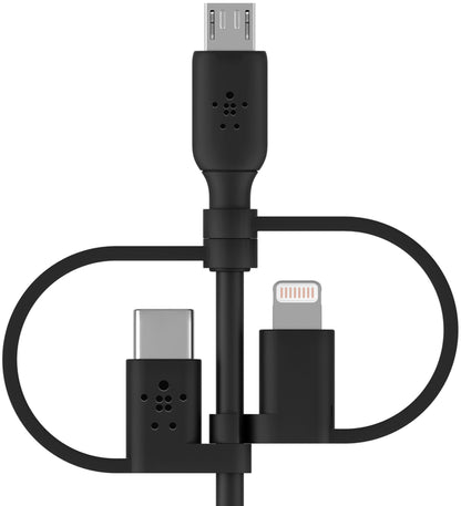 Câble de données et de charge USB-A - Lightning / microUSB / USB-C Belkin BoostCharge, 1m, Noir CAC001bt1MBK