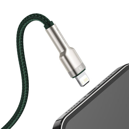 Câble de Données et de Charge USB-A - Lightning Baseus Cafule Metal Series, 18W, 2m, Vert CALJK-B06