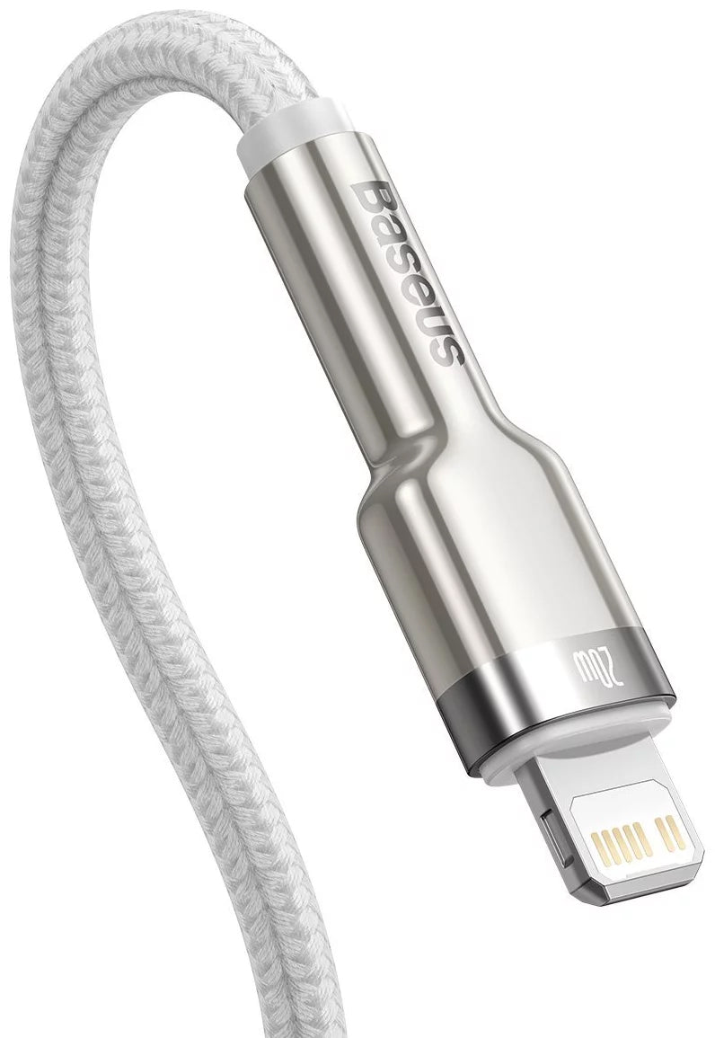 USB-C - Lightning Lade- und Datenkabel Baseus Cafule Metal Series, 20W, 2m, Weiß CATLJK-B02