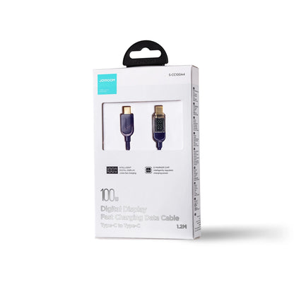 Câble de Données et de Charge USB-C - USB-C Joyroom A4 Display, 100W, 1.2m, Bleu