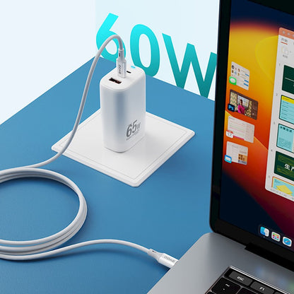Câble de Données et de Charge USB-C - USB-C BWOO X282, 60W, 1m, Blanc