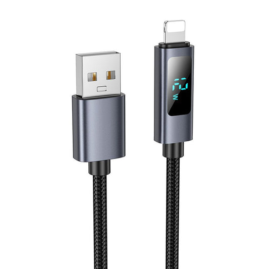 Daten- und Ladekabel USB-A - Lightning HOCO Display X112, 18W, 1m, Schwarz