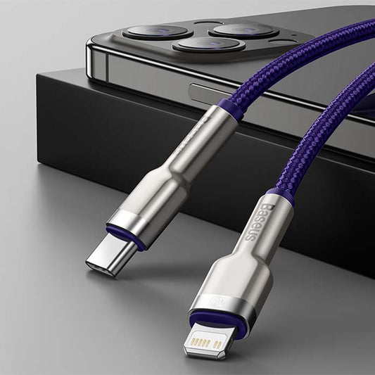 Câble de Données et de Charge USB-C - Lightning Baseus Cafule Metal Series, 20W, 1m, Mauve CATLJK-A05