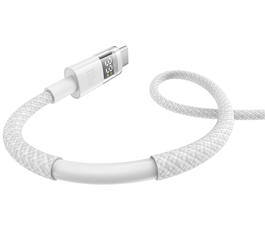 Câble de Données et de Charge USB-A - USB-C Baseus Display 2, 100W, 2m, Blanc P10382701211-01