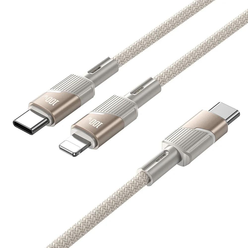 USB-C Daten- und Ladekabel - 2 x USB-C HOCO U139 2in1, 100W, 1.2m, Gold