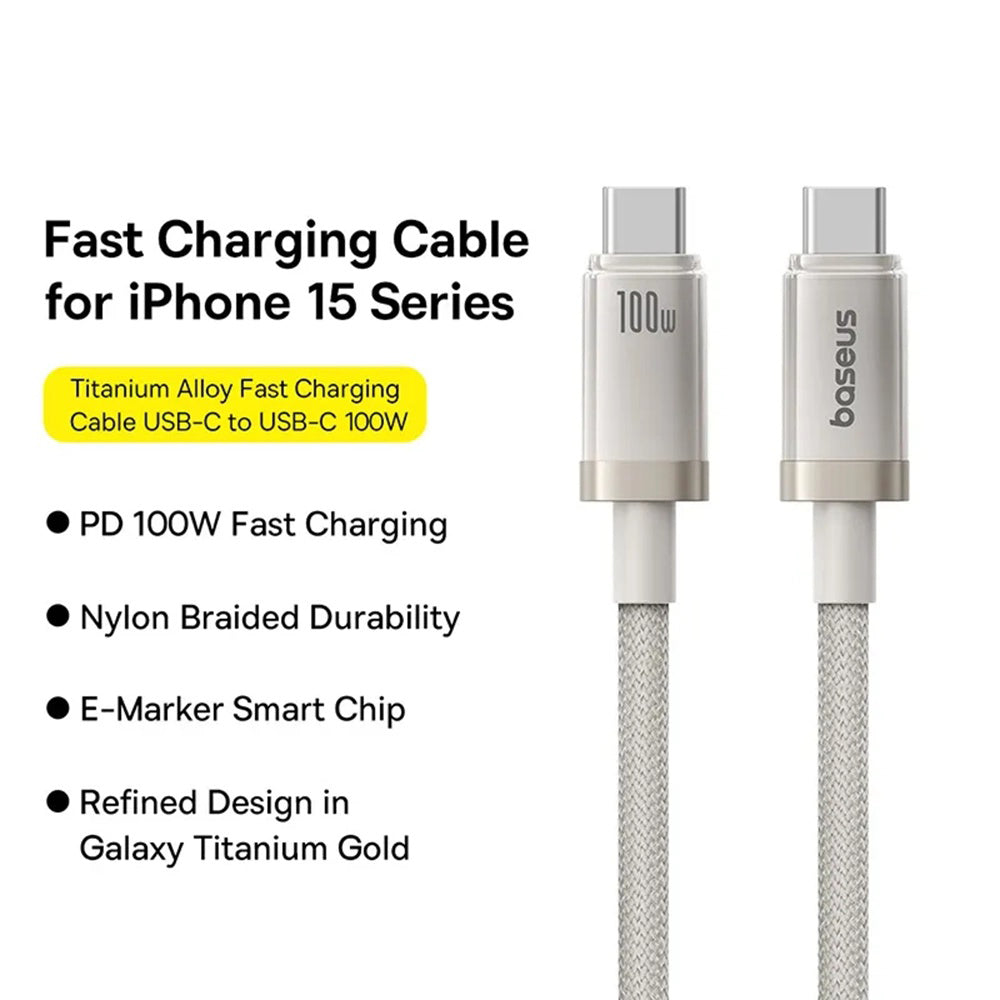 USB-C Daten- und Ladekabel - USB-C Baseus Titanium, 100W, 1m, Silber P10378100G21-00