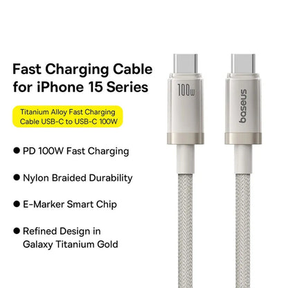 USB-C Daten- und Ladekabel - USB-C Baseus Titanium, 100W, 1m, Silber P10378100G21-00